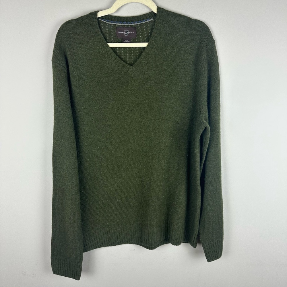 Black Brown 1826 Men's Green Wool V-Neck Sweater size XL
